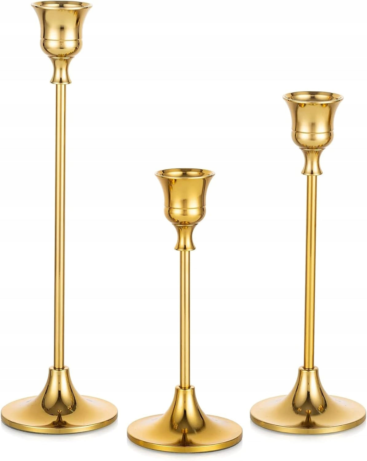 Złote Świeczniki Vintage Zestaw 3 Szt. w Różnych Rozmiarach 15/18,5/23,5 cm