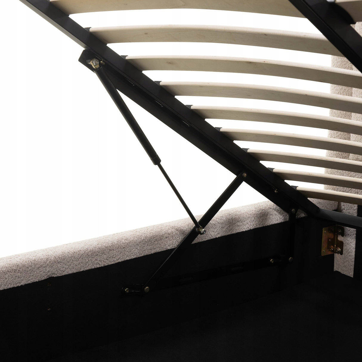Łóżko Tapicerowane ze Stelażem i Pojemnikiem Zaokrąglone Beżowe 160x200 cm