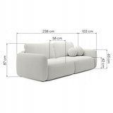 Sofa Rozkładana z Funkcją Spania Pojemnikiem Ecru 238x103cm Tkanina
