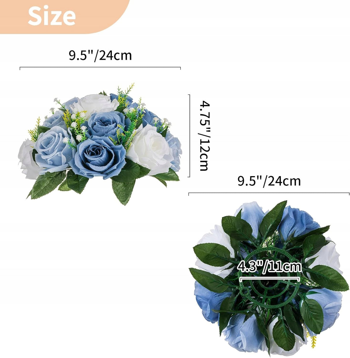 Dekoracje Ślubne Kulki Kwiatowe Niebiesko Białe Średnica 24 cm 6 Kule