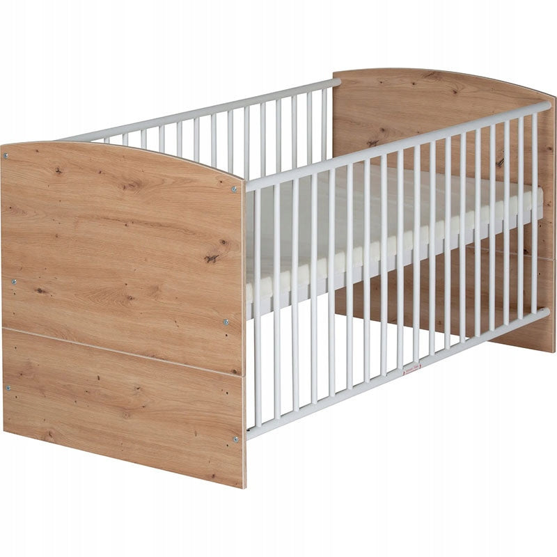 Łóżko Dziecięce Łączone Okrągła Barierka Ruszt Regulowany 70x140cm Buk