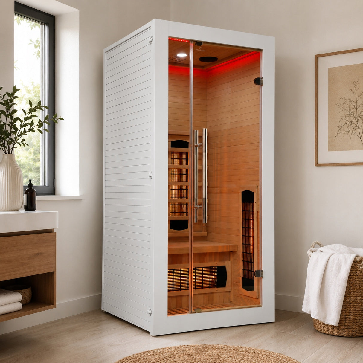 Sauna Jednoosobowa Infrared na 1 Osobę Domowe Spa Aurora Heat Biała