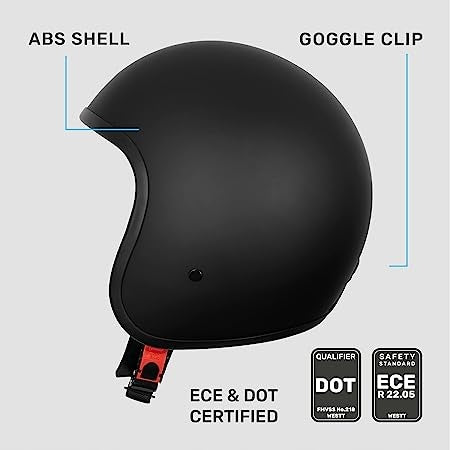 Kask Motocyklowy retro Wizjer Skuter Mat - M 57/58
