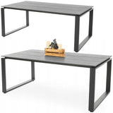 Duży Stół Ogrodowy z Blatem Polywood Aluminiowy 8 Osobowy 180cm Szary