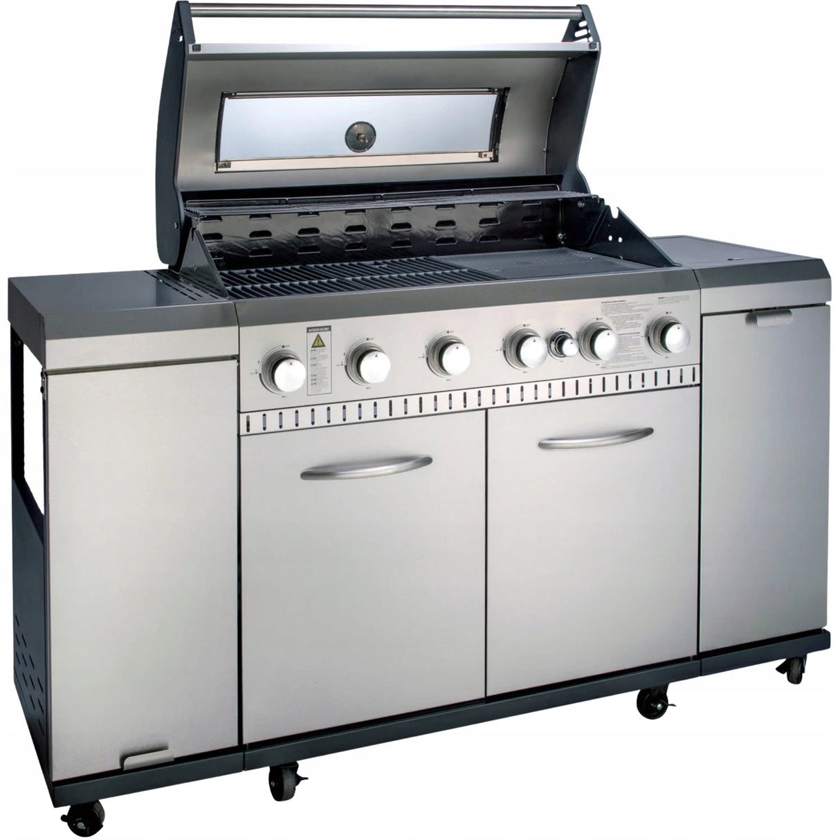 Grill Gazowy Stal Szlachetna Kuchnia Gazowa 6+1 Palnikowa 24,0 kW Żeliwo