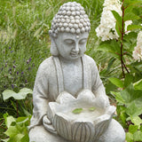 Figurka Ogrodowa Dekoracyjna do Ogrodu Wnętrza Ozdobna Siedzący Budda Szary