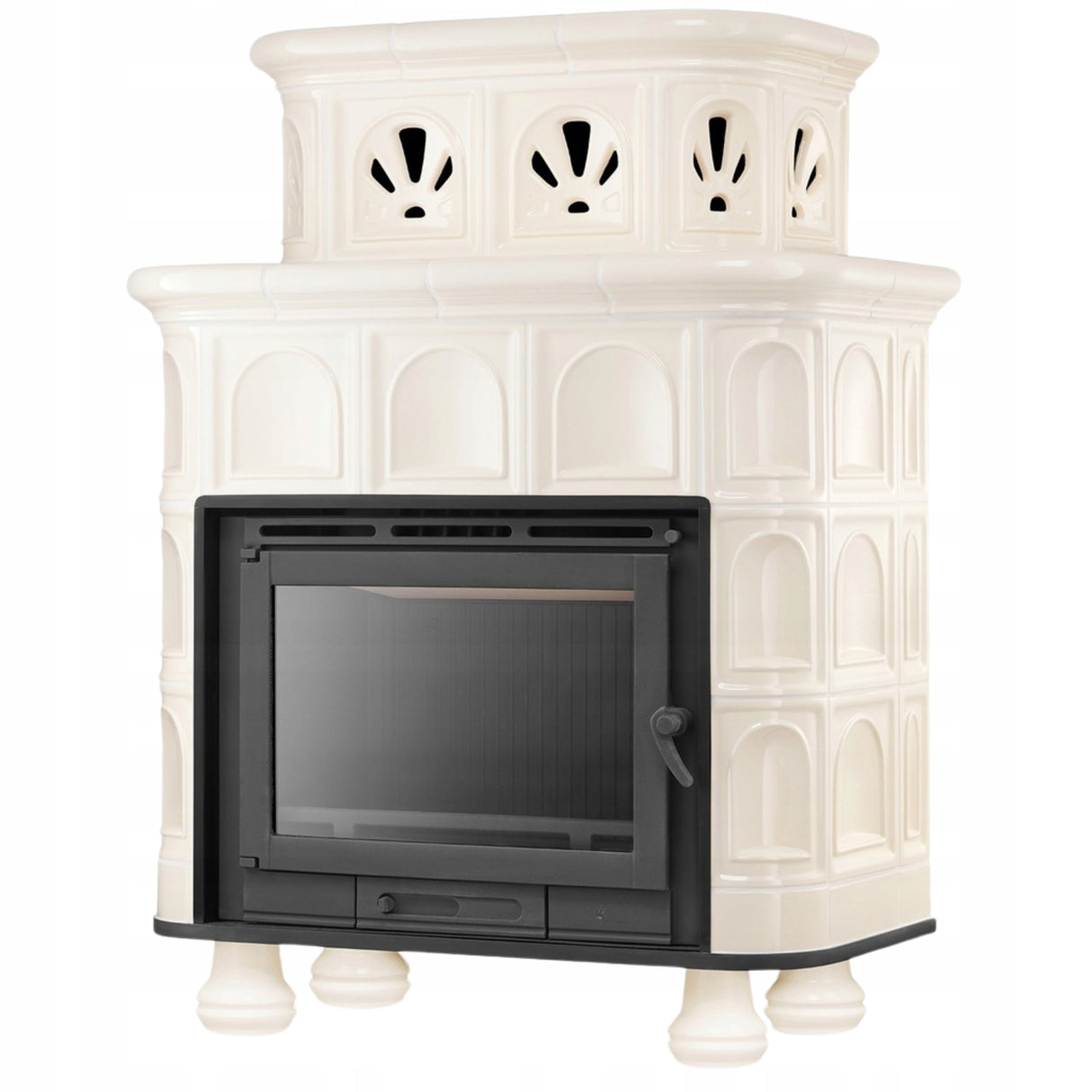 Piec Kominek Piecyk Koza Kaflowy Kominkowa Beżowa 13kW Ceramiczny Obudowa