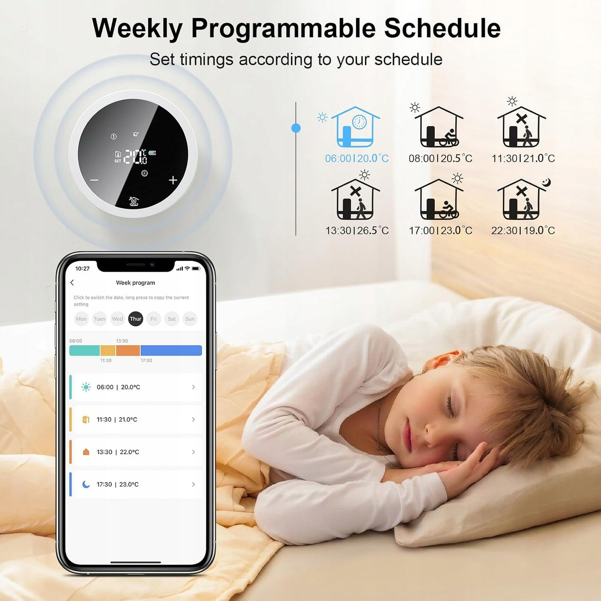Termostat Grzejnikowy Chatthen Zigbee Tuya Inteligentny Programowalny Biały