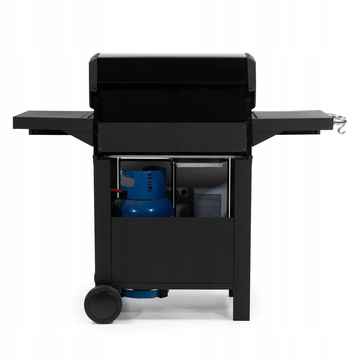 Grill Gazowy Ogrodowy z Kuchenką Boczną Żeliwny + Pokrowiec 17 kW Czarny