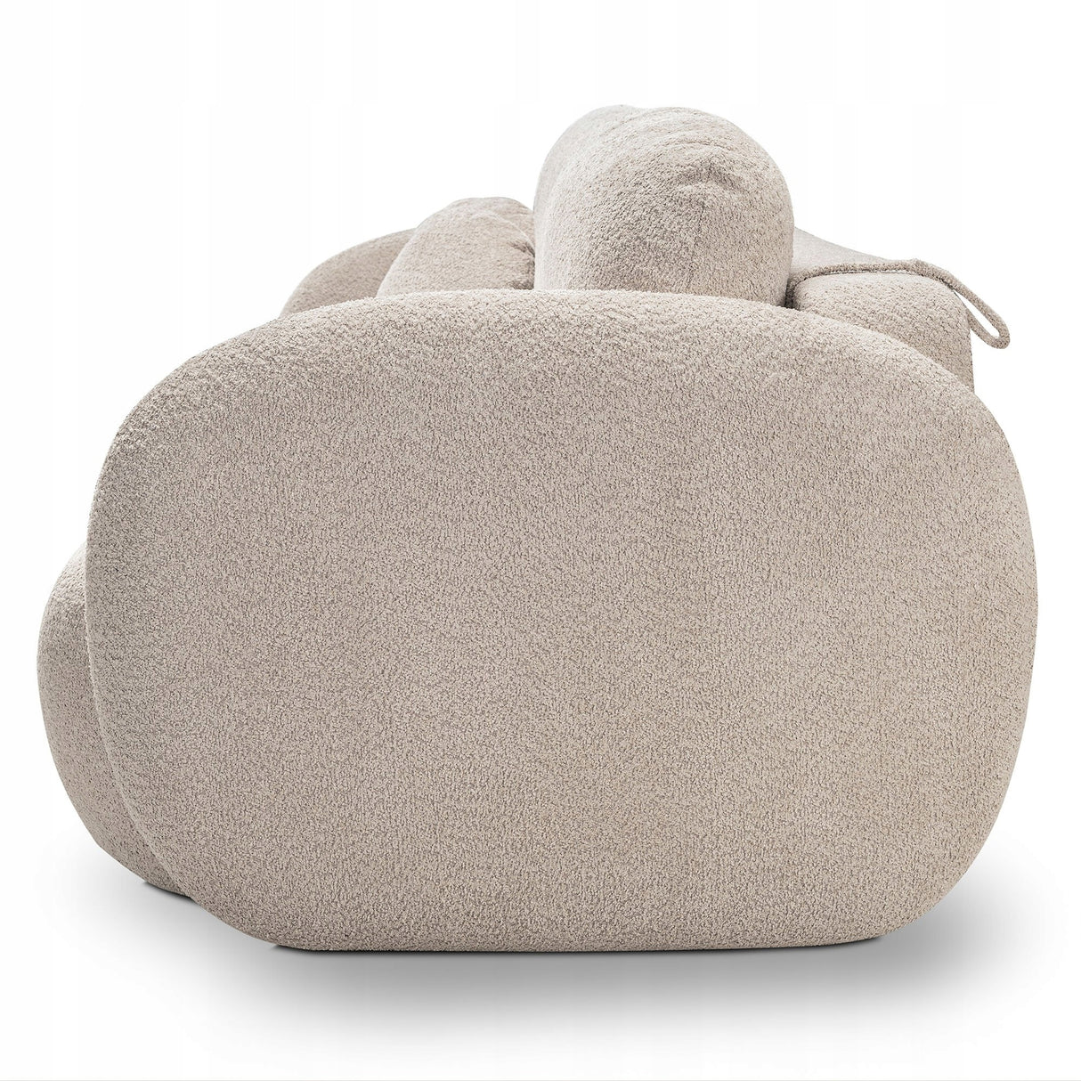 Sofa Rozkładana z Pojemnikiem na Pościel Obły Kształt Boucle Beżowa 238x101