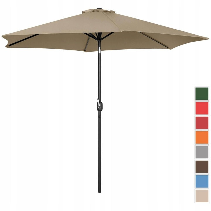 Duży Parasol Ogrodowy Uchylny Z Korbką Szarobrązowy Porządny Śr. 300 Cm
