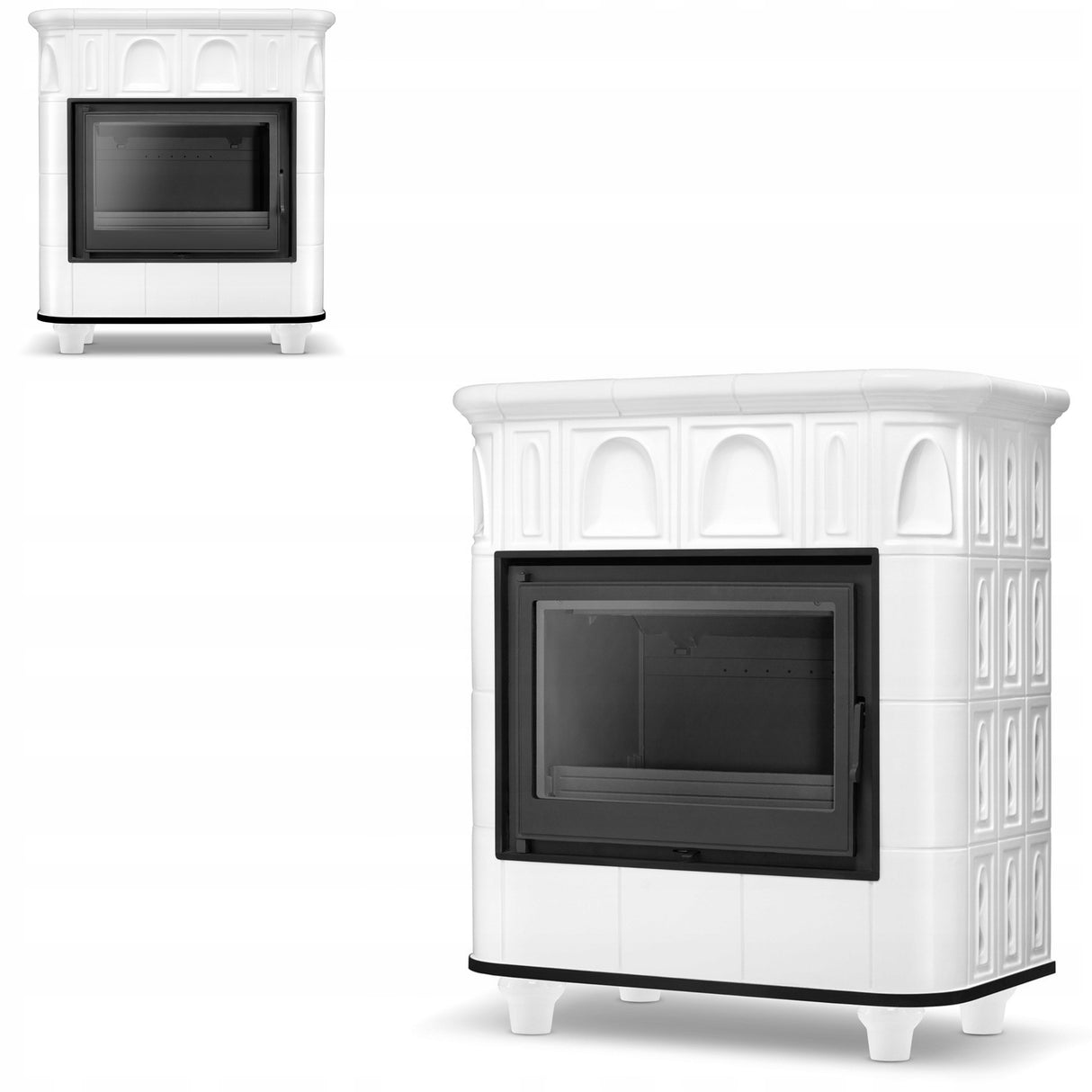 Piecyk Kaflowy Kominek Żeliwny Piec Biały 13 kW Koza Ceramiczny