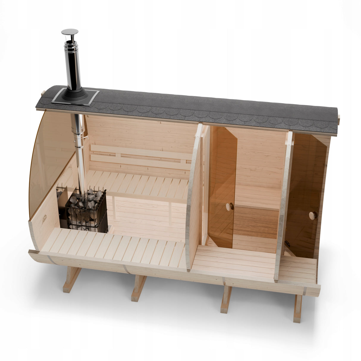 Sauna Ogrodowa Zestaw z Piecem na Drewno Beczka 340 cm Szwedzkie Drewno