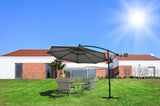 Parasol Ogrodowy Z Wysięgnikiem LED Z Oświetleniem Solar Szary 350 cm
