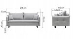 Sofa Rozkładana z Funkcją Spania i Pojemnikiem Szara 218 x 105 cm Tkanina