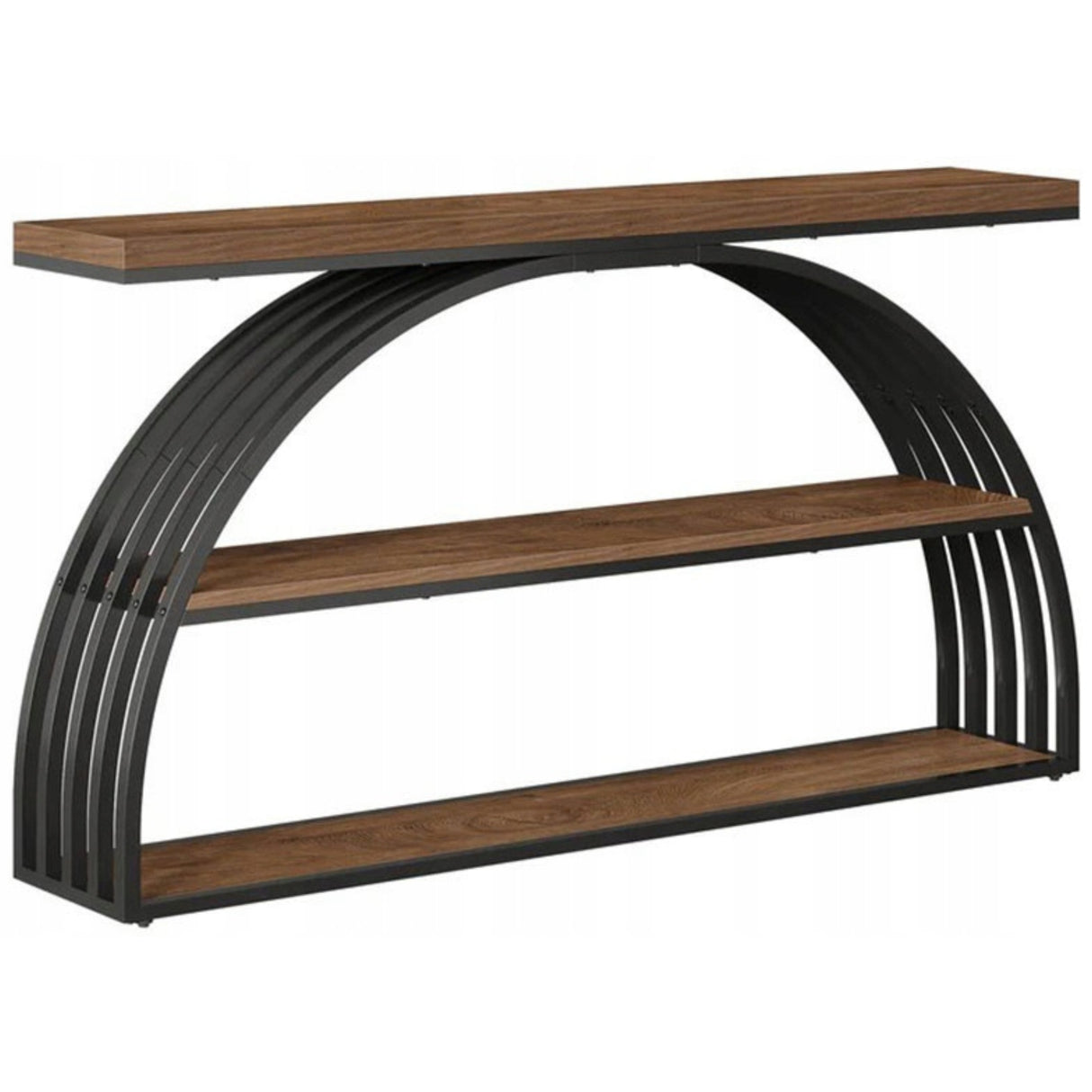 Stolik Konsolowy HOGA-QQ0005 29,4x152,4x81,4 cm Czarny Brązowy Płyta MDF