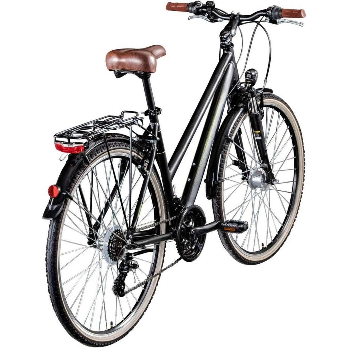 Rower Trekkingowy Damski Aluminiowy Światła SHIMANO 28" Koło Czarny Mat
