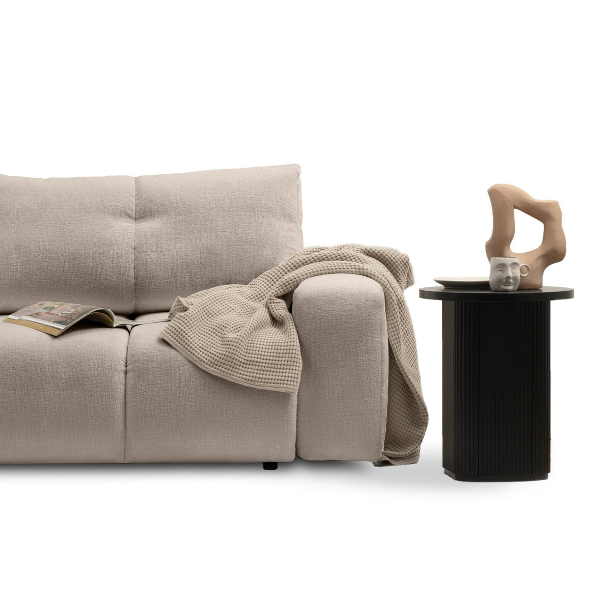 Sofa z Funkcją Spania i Pojemnikiem Beżowa Tkanina Perfect Harmony 59
