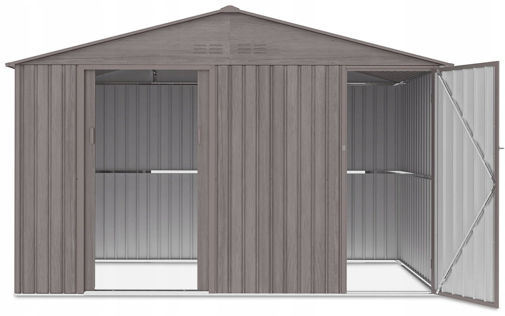Domek Ogrodowy Metalowy Stalowy Ocynk 194x340 cm Schowek na Narzędzia POVES