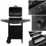 Grill Gazowy Czarny Kompaktowy Teesa BBQ 2000 2 palniki 5 kW TSA0080