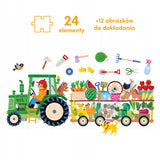 Puzzle Edukacyjne Podłogowe Traktor 24 El Dla Dzieci 2+ Trwałe Rozwijające
