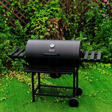 GRILL OGRODOWY WĘGLOWY Z POKRYWĄ I PÓŁKAMI VL09 CZARNY 76 x 40 cm