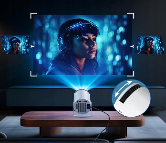 PROJEKTOR RZUTNIK ANDROID TV WIFI FULL HD PRZENOŚNY SMART GŁOŚNIK OBROTOWY