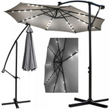 Parasol Ogrodowy Z Wysięgnikiem LED Z Oświetleniem Solar Szary 350 cm