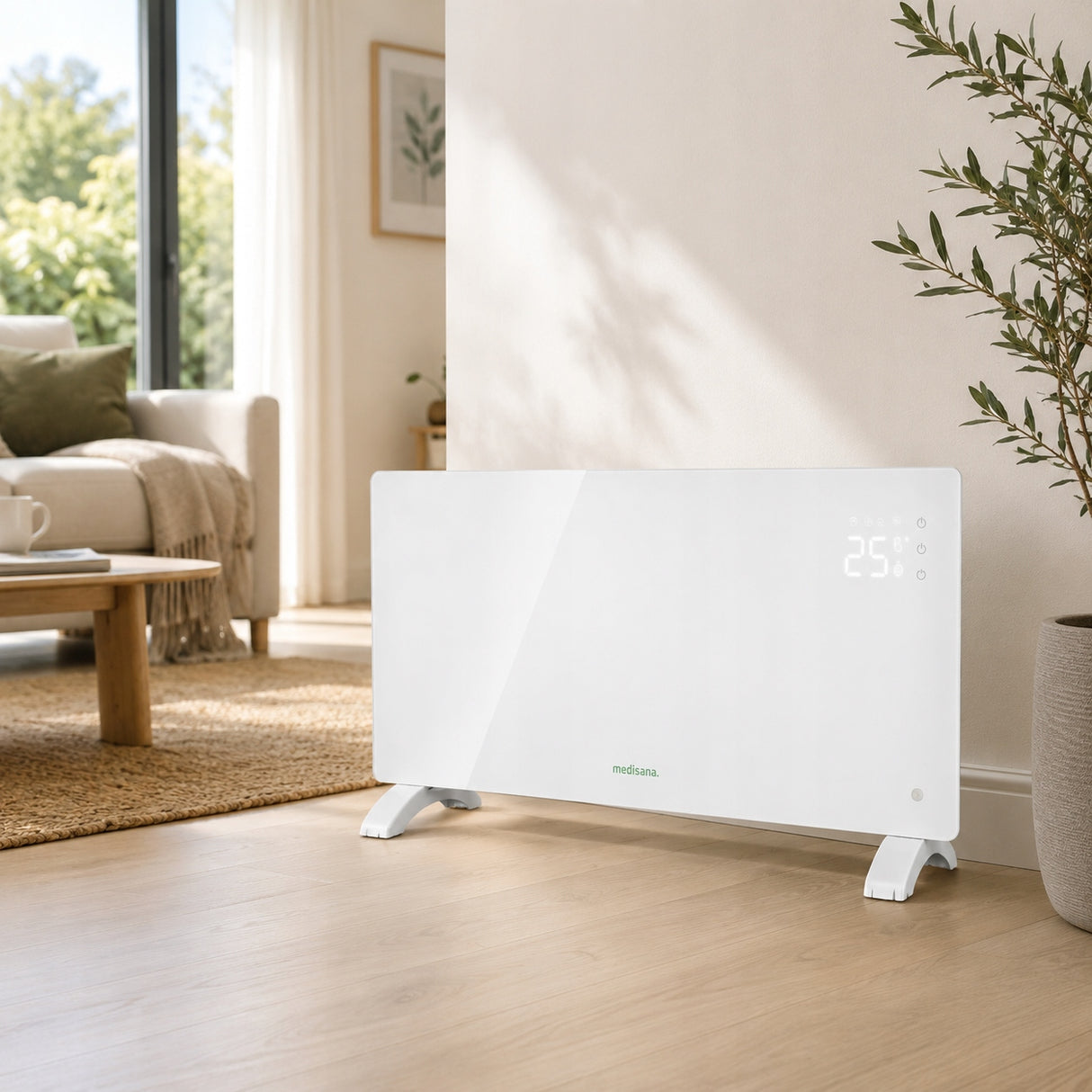 Grzejnik Elektryczny Konwektorowy Szklany WiFi 2000W Termostat IP24
