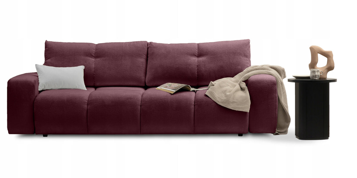 Sofa z Funkcją Spania i Pojemnikiem Burgundowa Tkanina Perfect Harmony 59