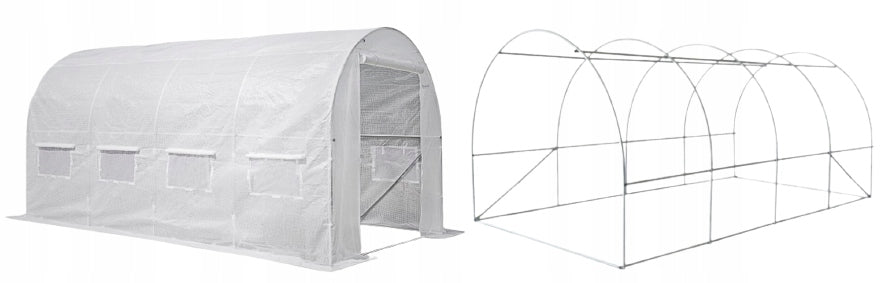 Tunel Foliowy [10 m²] 4x2,5m [FOLIA + STELAŻ] | BIAŁY  |