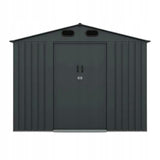 Domek Ogrodowy z Dwuspadowym Dachem Metalowy Antracytowy 240x360 cm, 8,60m²