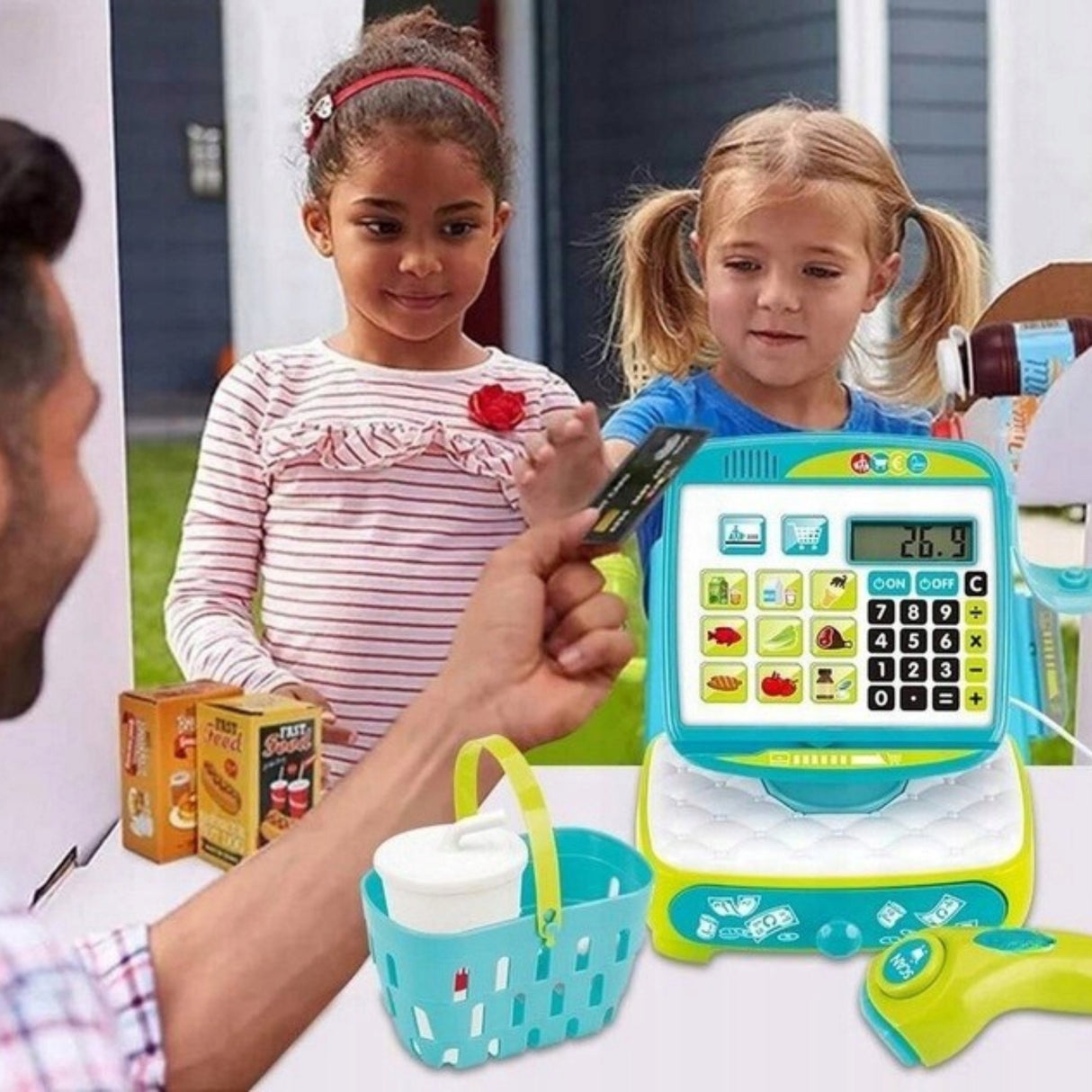 Kasa Sklepowa Fiskalna Koszyk z Dotykowym Panelem do Zabawy dla Dzieci