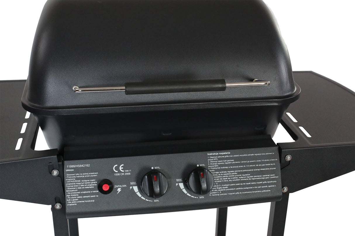 Grill Gazowy Reduktor i Wąż w Zestawie Activa Czarny 2-Palnikowy 5,4 kW