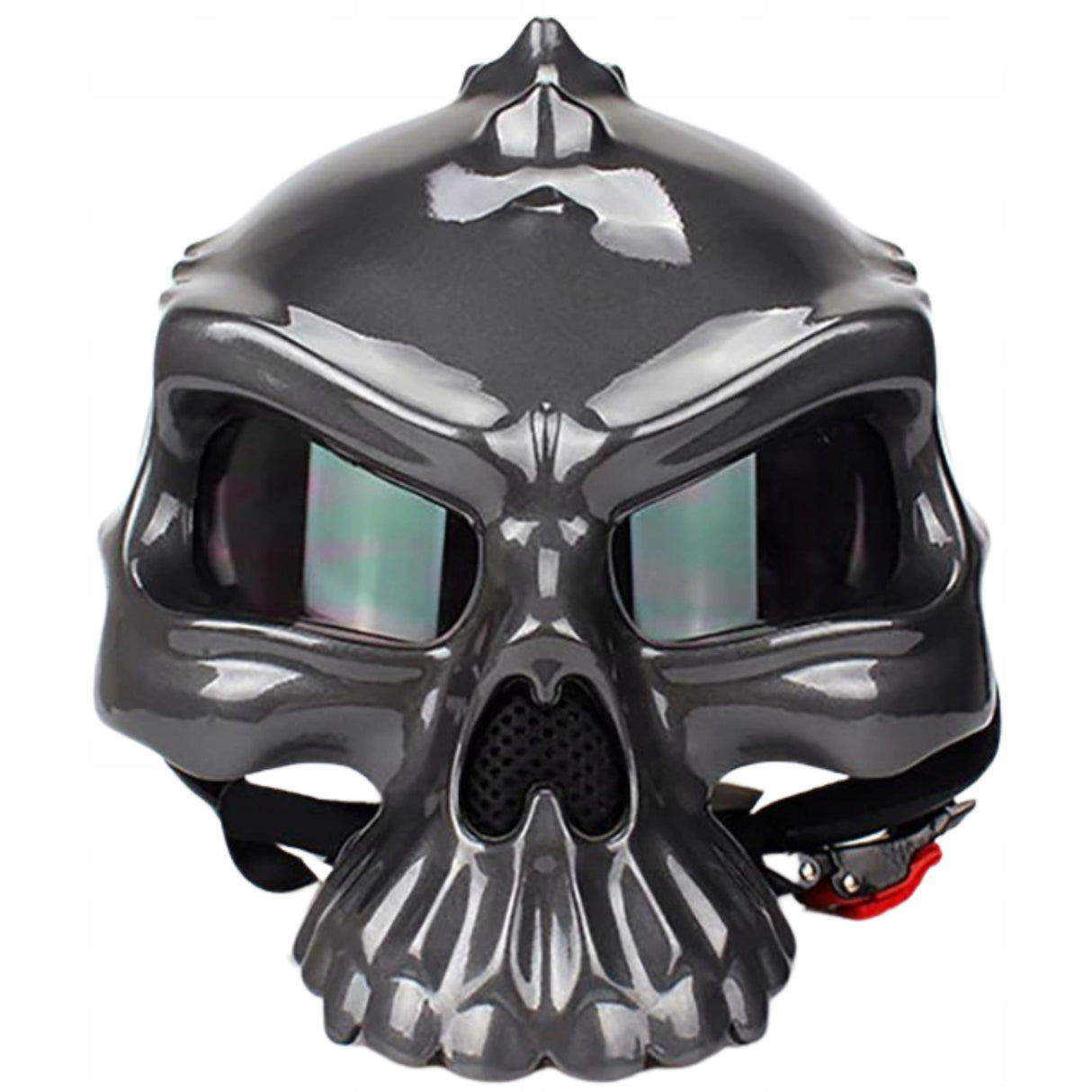 Kask Motocyklowy w Stylu Czaszki Unikalny Hełm Ochronny Pół Twarzy Szary XL