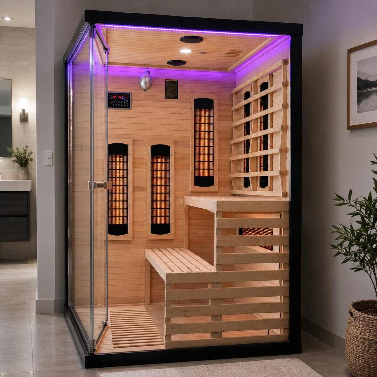 Sauna Dwuosobowa Infrared Domowe Spa na 2 Osoby Narożna Czarna Solara Lux