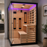 Sauna Dwuosobowa Infrared Domowe Spa na 2 Osoby Narożna Czarna Solara Lux