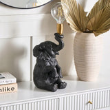 Lampa Czarna Stołowa w Kształcie Słonia Elegancka Lampka Mosiądz 37cm Słoń