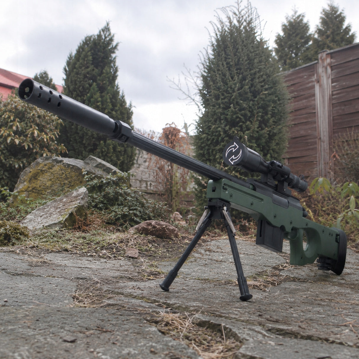 Karabin Snajperski na Kulki Pistolet Laser Luneta + Kulki Snajperka AWP