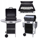 Grill Gazowy Ogrodowy Piezo Lund Czarny Kompaktowy 5,5 KW 2 Palniki