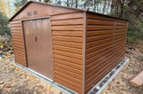 Szopa na Narzędzia Ogrodowe Blaszana Domek Imitacja Drewna 340x319cm 10,2m2