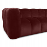 Sofa Trzyosobowa do Salonu Salonowa Boucle Obłe Kształy Burgund Welurowa