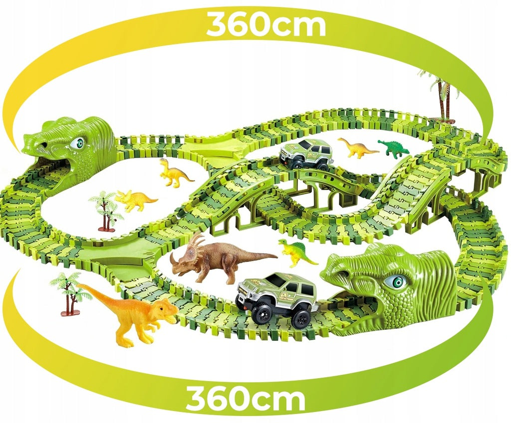MEGA DUŻY TOR AUTO WYŚCIGOWY DINOZAUR PARK 240 el.
