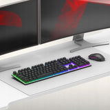 Biurko Komputerowe Gamingowe Biurowe Młodzieżowe RGB Karbon Podkładka Białe
