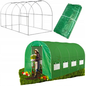 Tunel Foliowy [10 m²] 4x2,5m [FOLIA + STELAŻ] | ZIELONY |