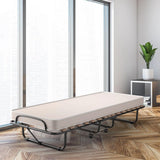 Składane Łóżko z Materacem Beżowe Komfortowe HW72809BE 190x80x33cm