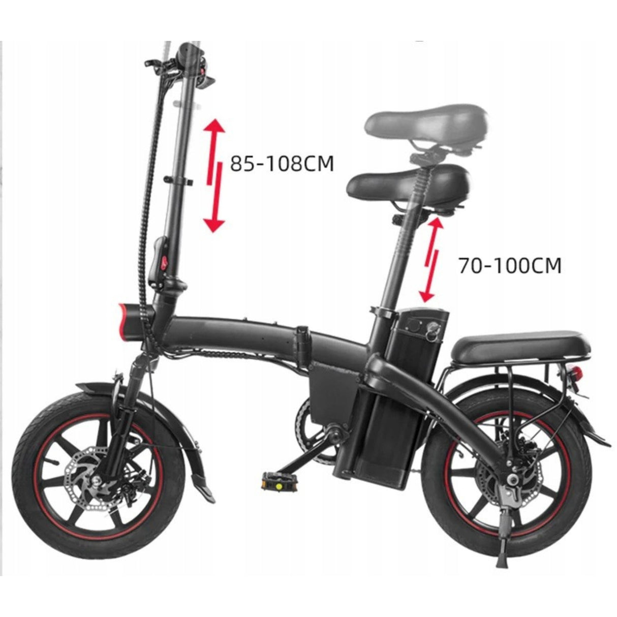 Rower Elektryczny Miejski Czarny 250W 7.5Ah 48V 25km/h Koło 14" Cali