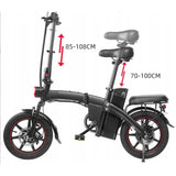 Rower Elektryczny Miejski Czarny 250W 7.5Ah 48V 25km/h Koło 14" Cali