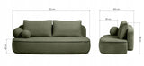 Sofa Zaokrąglony Kształt z Funkcją Spania Pojemnikiem Ciemnozielona 212x100