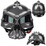 Kask Motocyklowy w Stylu Czaszki Unikalny Hełm Ochronny Pół Twarzy M Szary